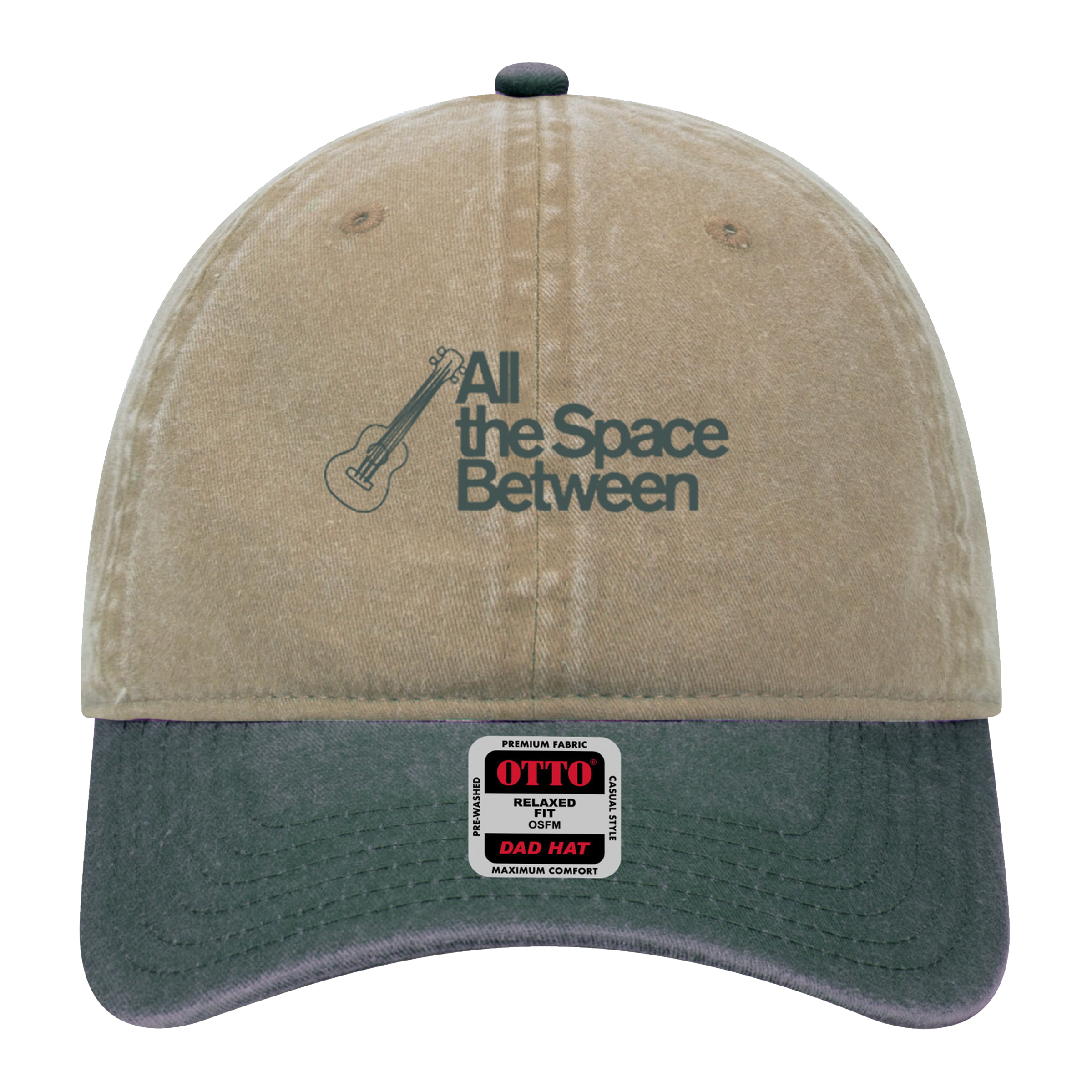 Khaki / Dark Green Guitar Washed Dad Hat
